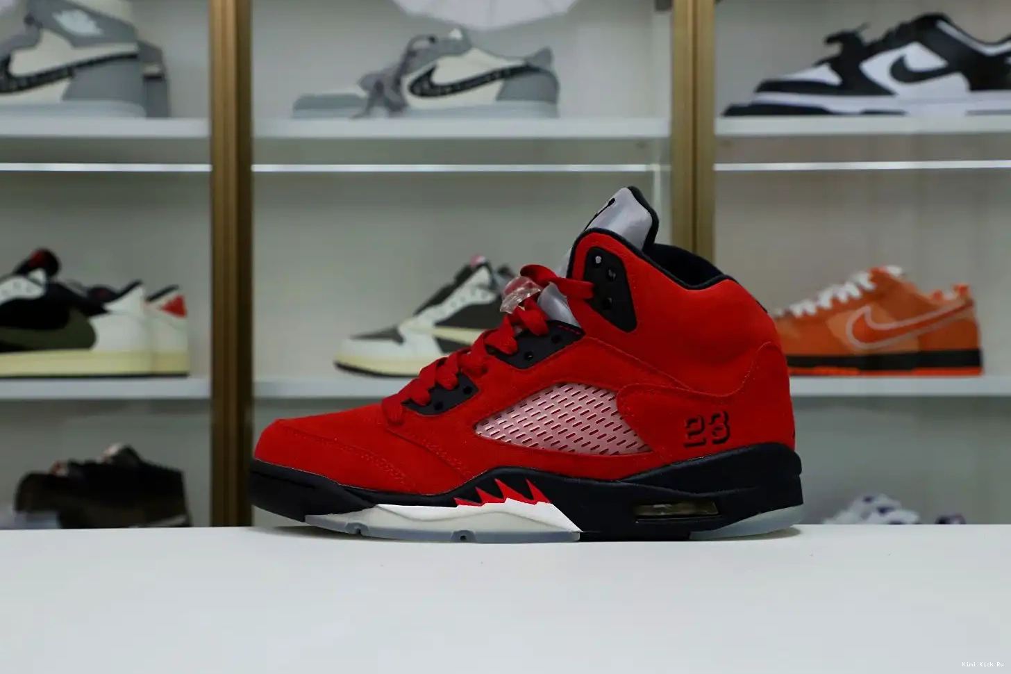Kimikick RETRO BULL AIR JORDAN 5 SUEDE RED RAGING 0720